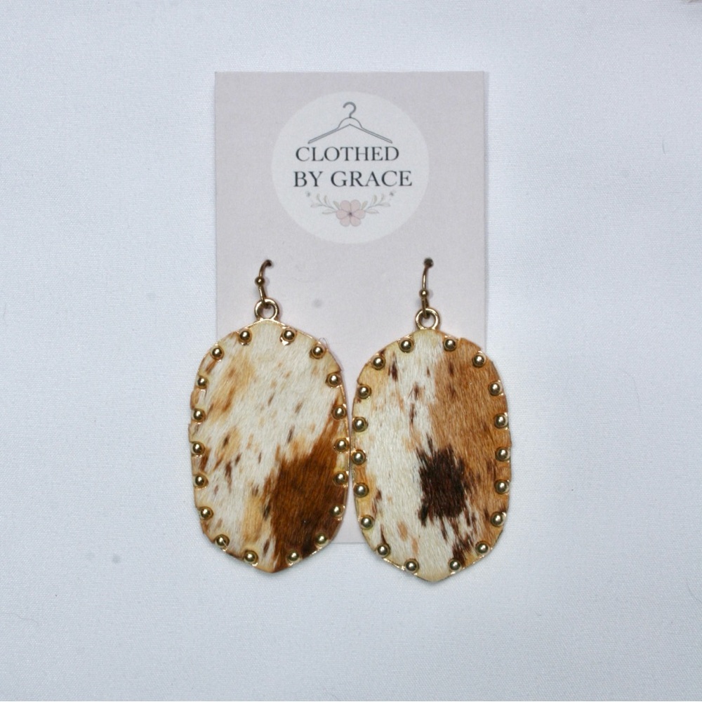 Cowhide Leather Drop Earrings